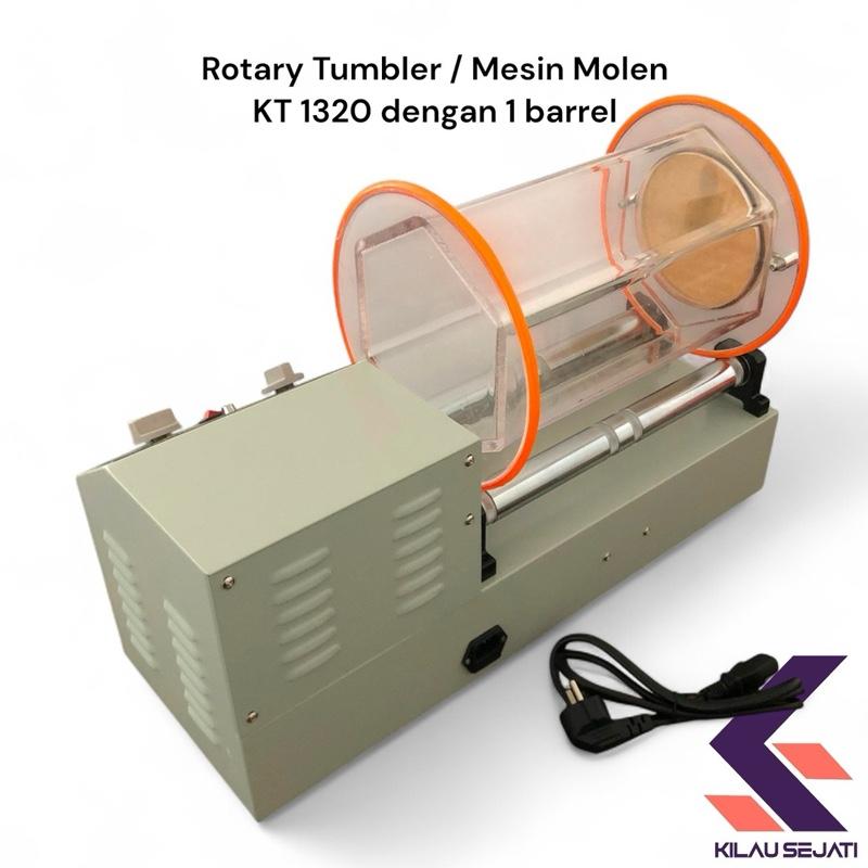 Mesin Molen Poles Perhiasan KT 1320 | Rotary Tumbler 1 Barrel Kapasitas 11kg | Auto-Reverse & 4 Speed