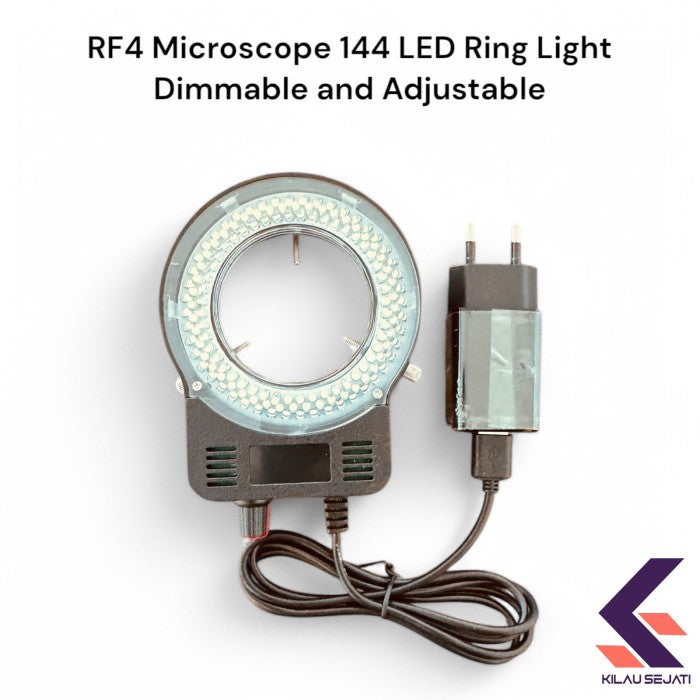 RF4 Lampu Ring LED 144 untuk Mikroskop, Dimmable