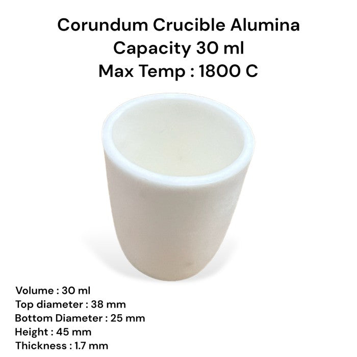 Krus Alumina 30 ml High Purity 99% / Alumina Crucible 1800°C