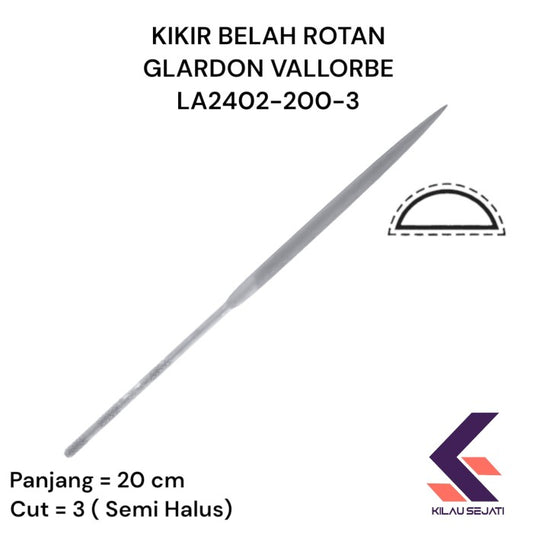 Glardon Vallorbe LA2402-200-3 Kikir belah rotan no.3 Panjang 20cm