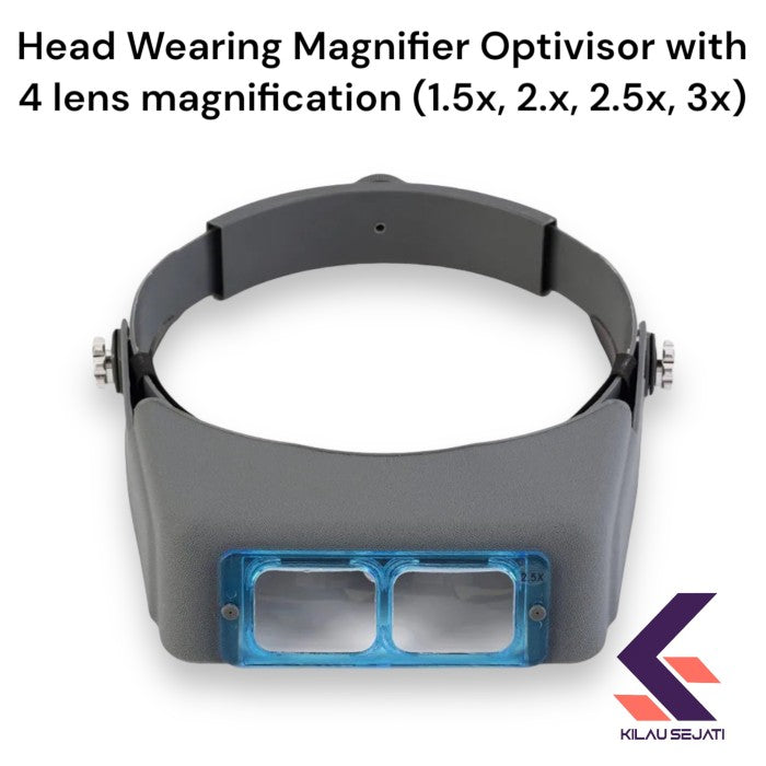 head wearing binocular magnifier optivisor loupe 4 lensa visor