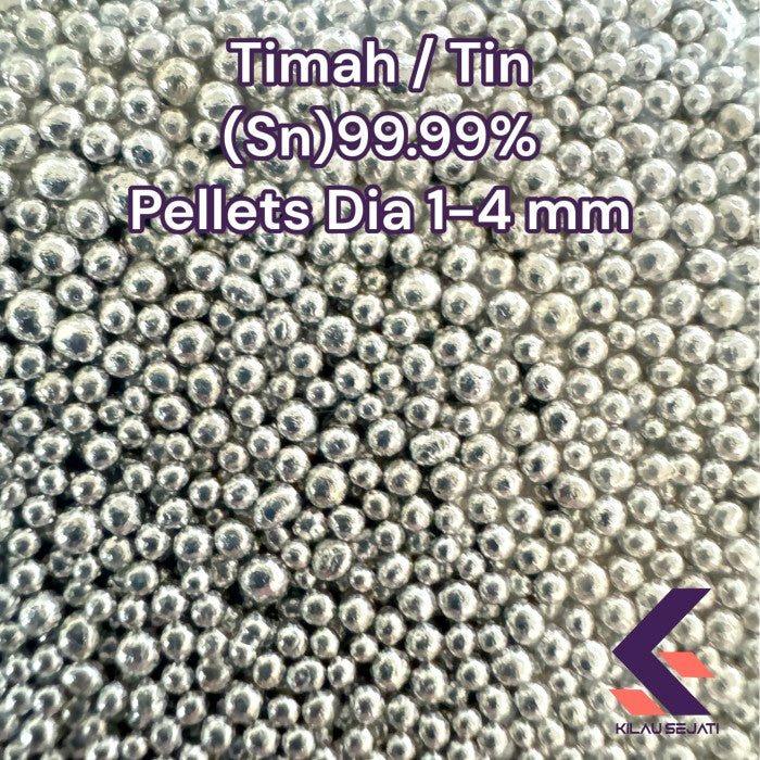 Pellet Timah Murni (Sn) 99.99% High Purity Tin (Sn) 99.99% per gram