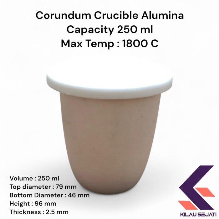 Krus Alumina 250 ml High Purity 99% / Alumina Crucible 1800°C