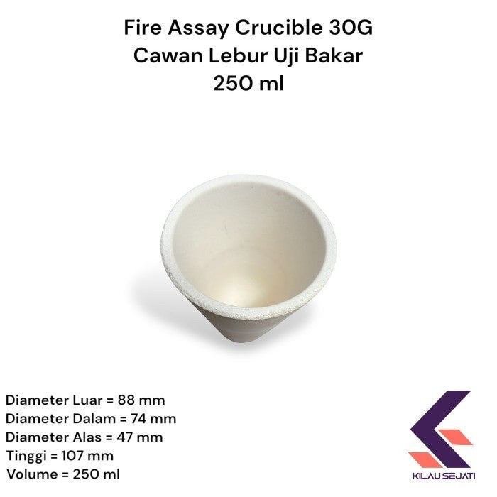 Fire Assay Crucible 30G 250 ml / Cawan Lebur Uji Emas