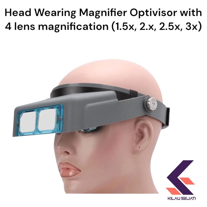 Kaca Pembesar Kepala Optivisor Binocular 4 Lensa (1,5x - 3,5x)