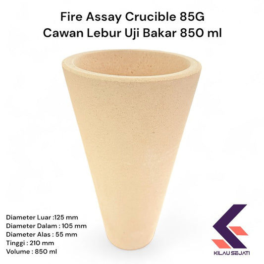 Fire Assay Crucible 85G / Cawan Lebur Uji Emas & Logam Mulia 850 ml