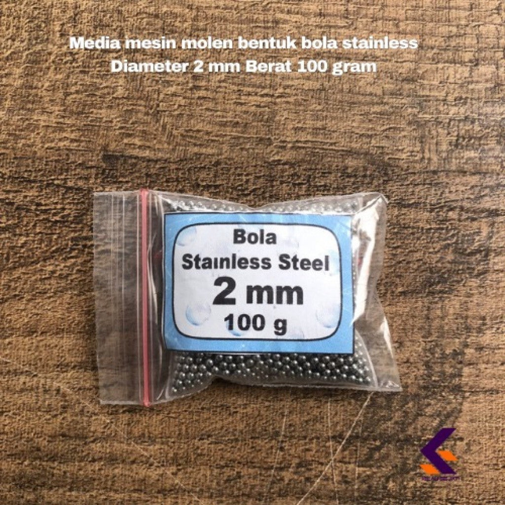 Media mesin molen bentuk bola stainless steel Diameter 2 mm Berat 100 gr