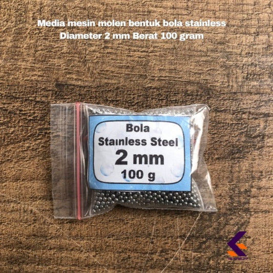 Media mesin molen bentuk bola stainless steel Diameter 2 mm Berat 100 gr