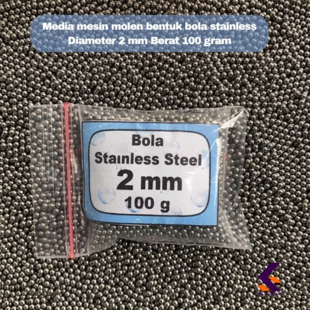 Media mesin molen bentuk bola stainless steel Diameter 2 mm Berat 100 gr