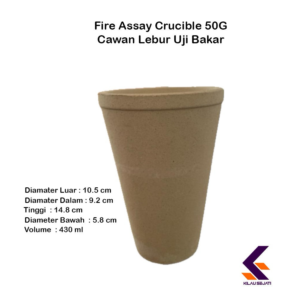 Fire Assay Crucible 50G 430 ml / Cawan Lebur Uji Emas