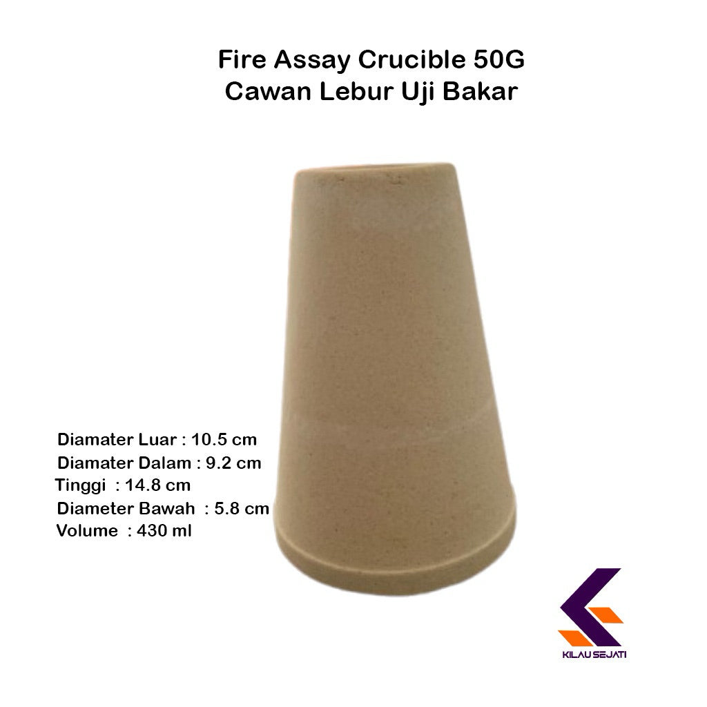 Fire Assay Crucible 50G 430 ml / Cawan Lebur Uji Emas