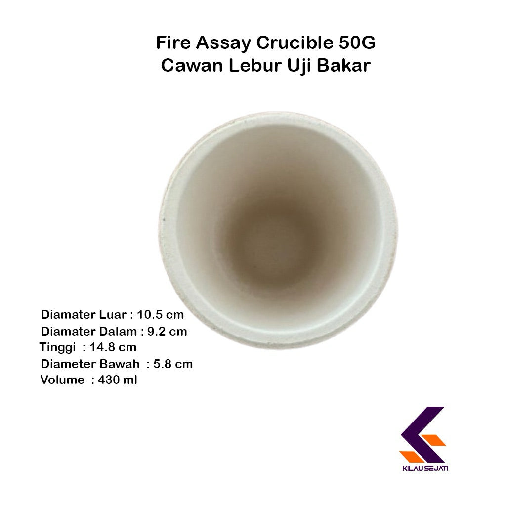 Fire Assay Crucible 50G 430 ml / Cawan Lebur Uji Emas