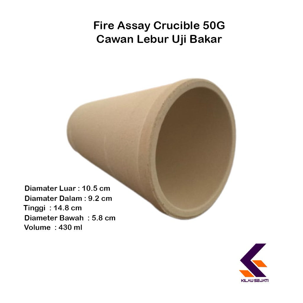 Fire Assay Crucible 50G 430 ml / Cawan Lebur Uji Emas